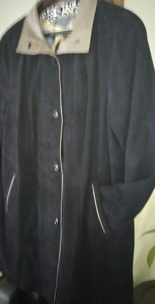 Navy Suede 3/4 length women's coat.